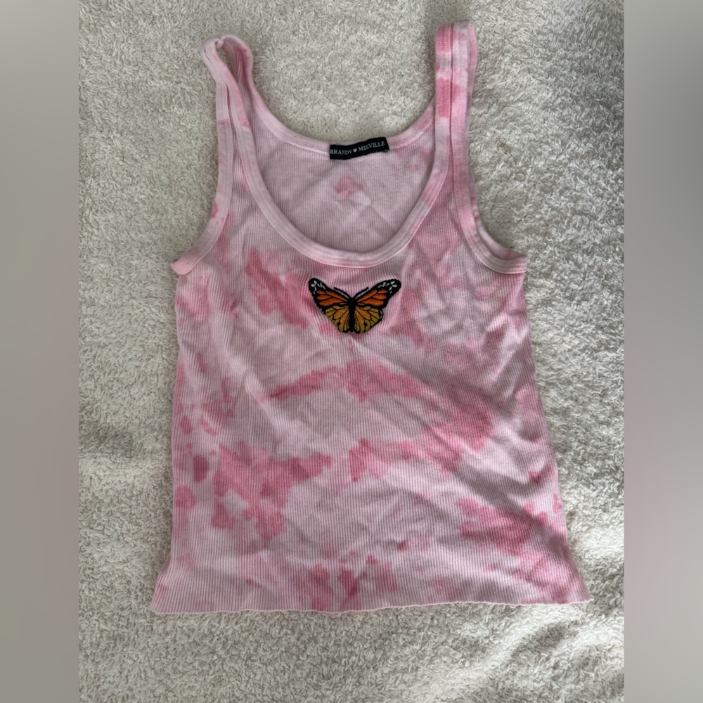 Upcycled Brandy Melville Butterfly Tank - Baby Pink - Unique